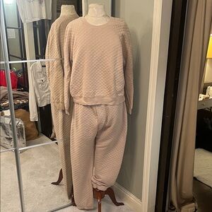 Z Supply Quilted Jogger Set in Soft Beige